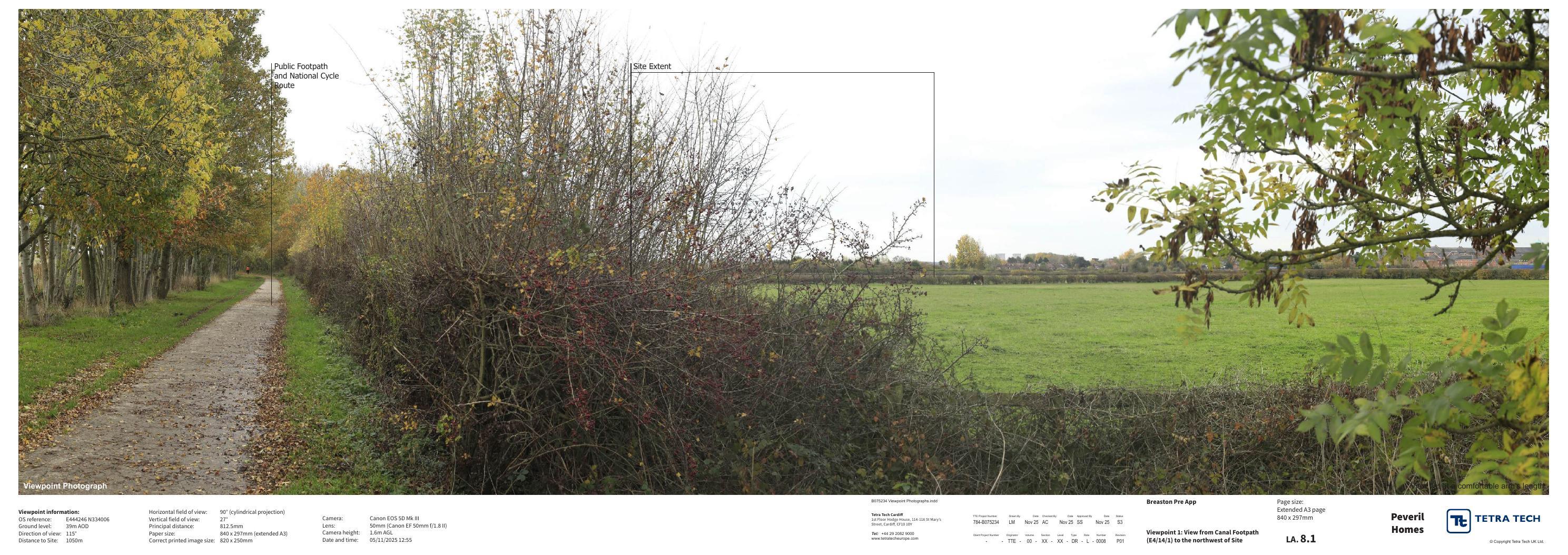 Viewpoint photograph from a public footpath north-east of the site, looking toward the site across a grazing field.